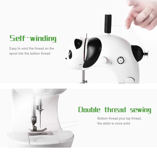 Compacte naaimachine, dual flow elektrische naaimachine met dubbele draad, 2 snelheden en CE-certificering voor beginners (25 x 20,5 x 11 cm) 5