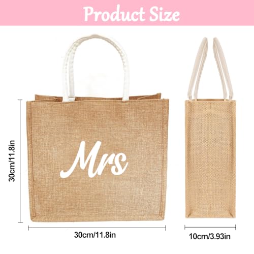 Bruidstas, Eenvoudige en Betrouwbare Jute Bag, Cadeautas voor Trouw, Verloving, Huwelijksreis, Geschikt voor Winkelen, Picknick, Strand en Vakantie, Bruin 4