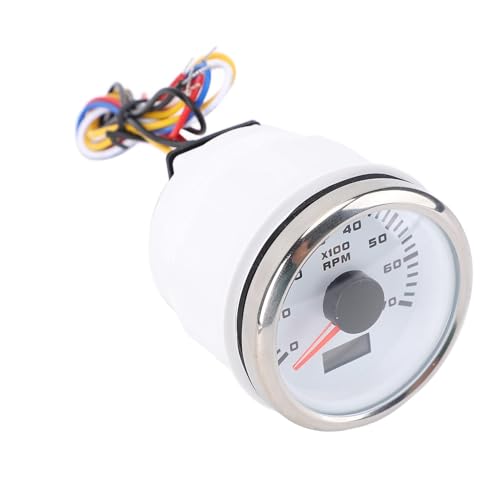 52Mm Tachometer met uurmeter voor vrachtwagen trekker auto RV BOAT 7000RPM 7 kleuren achtergrondverlichting (Witte wijzerplaat zilver cover cx6230) 4