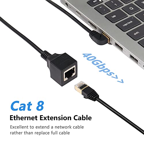 Ethernetkabel, RJ45, Cat8, hogesnelheidsnetwerkkabel, plug to bus, 90 graden, SFTP patchkabel, 40 Gbit/s, 2000 MHz, voor routermodemserver (rechts)