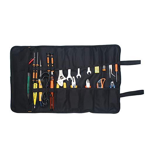 Draagbare gereedschap zak 22 zakken 600D Oxford Canvas gereedschap roll up tas grote tote drager Organisator, gemakkelijke opslag & draagbare Beste voor ambachtelijke Handymen Reparaties Zwart