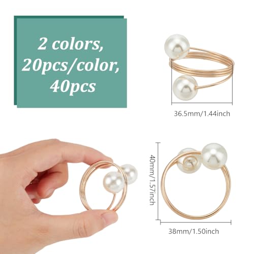 Servetringen, set van 40 stuks, 2 kleuren, kralen, servettenhouders met ronde metalen veer, serviesaccessoires voor bruiloft, verjaardag, familiebijijenkomsten, tafeldecoratie