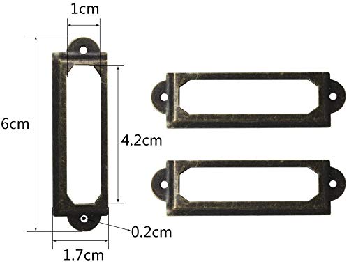 50 st. Etikethouders Messing Metalen File Kabinet Lade Labels Houders Platte kaarthouder 60 x 17mm Label Frames Kaart met Schroeven voor Office Library