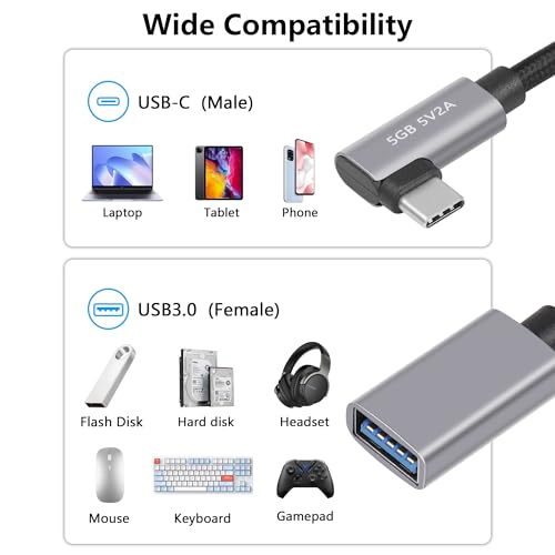 USB C naar USB 3.0 Adapter, Type C Man naar USB Bus OTG Adapter Kabel USB C naar USB Een Adapter Charger (USB C Elbow) 4