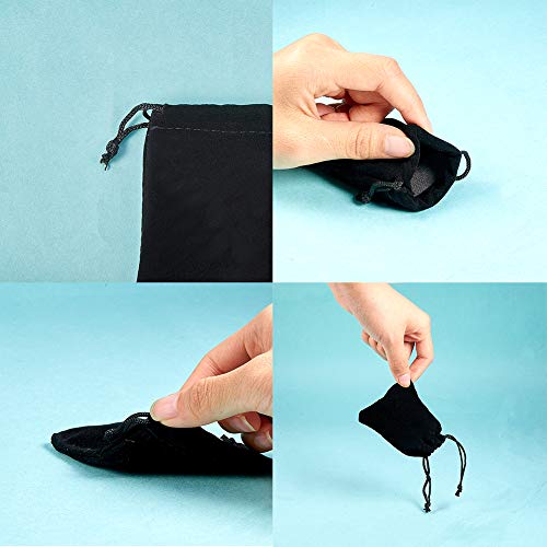 50 stuks fluweel zakjes koord Gift Pouch sieraden zakjes snoep tassen bruiloft favor Bags voor sieraden opslag, zwart,9x7cm 4