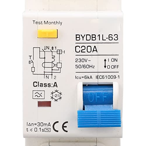 AC 230V Residual Circuit Breaker 30ma C20 1P N Leakage Protector Overload Bescherming Luchtschakelaar voor residentiële verlichting distributielijnen Zonne-PV-systeem 5