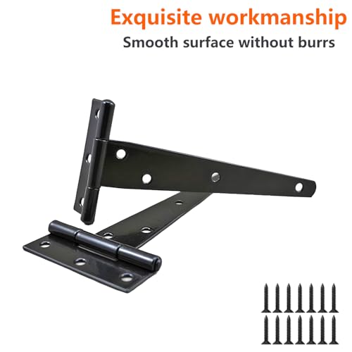 2 stuks T scharnieren,T Gordel Zwarte Deur Scharnieren, met bevestiging Schroef, Hole Barn Scharnieren, T-Belt Scharnieren voor Sanding Windows, Fence, 150m m 4