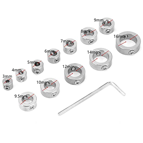 12 sts 3-16mm Roestvrij staal Boring Diepte Stopbit, Collar set Drill Limit Ring