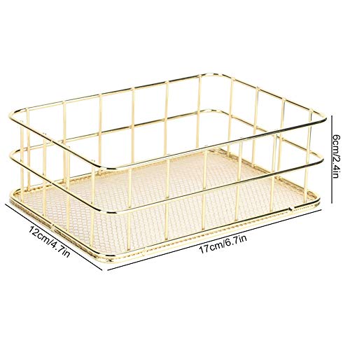 Wire Mesh Mand, Golden Iron Storage Mand Multifunctioneel Wire Mesh Desktop Storage Organizer voor Home(Klein)