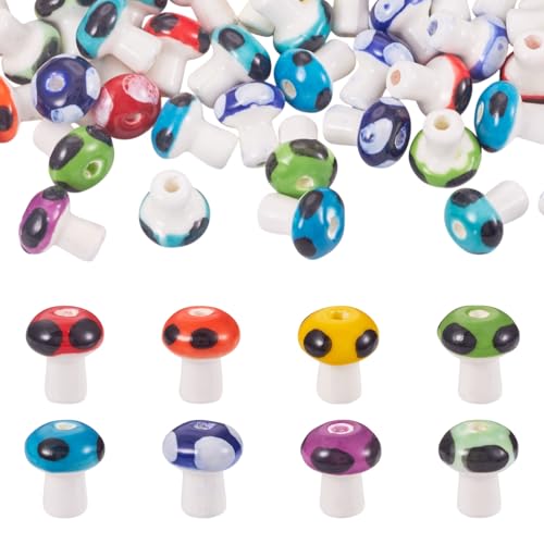 50 stuks paddenstoel porseleinen kralen handgemaakt mini paddestoel keramische ruimter kralen kleurrijke ambachtelijke verlieskraal voor armbanden kettingen sieraden maken