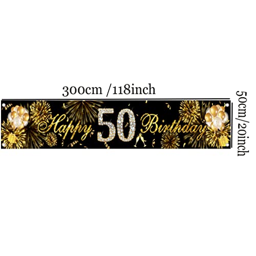 50e verjaardag decoratie tuin banner zwart en goud tuin decoratie banner stof teken 50e verjaardag feest welkom teken poster man en vrouwen 50 jaar oud partij leveringen