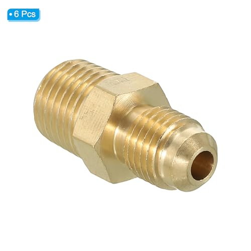 Solid Brass Hex Montage Draadadapter, 6 Pack 1/4" Flare SAE x 1/4" NPT Man Man Waterlijn Connectors Koppelingen 3