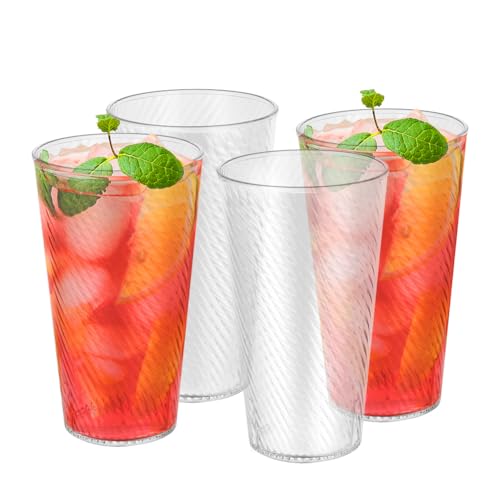 Set van 4 Plastic Acryl Drinkbekers Herbruikbare Acryl Plastic Bekers Plastic Picnic Glas Stapelbaar voor Picknick partijen Dagelijks gebruik, BPA Vrij