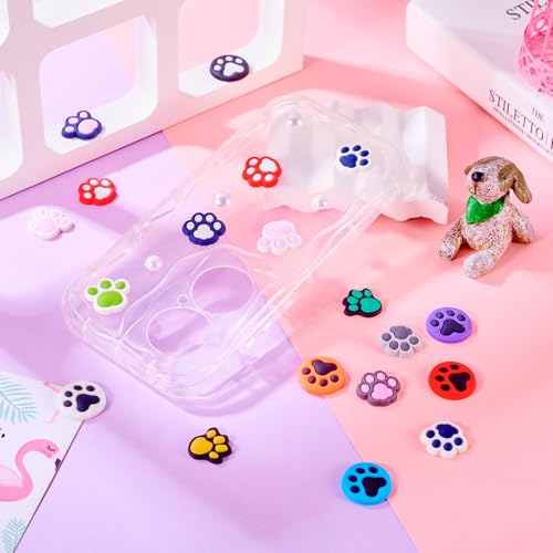 38Pcs Cat Paw Cabochons Animal Footprint Cabochon Puppy Afdrukken Flatback Kralen voor haar accessoire Scrapbooking Embellishment Telefoon geval Craft Accessory