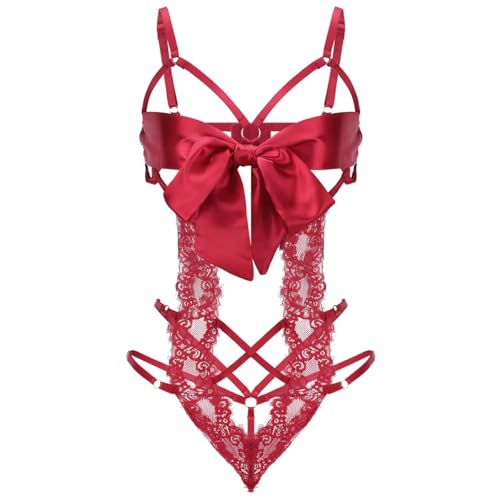 vrouwen sexy lingerie Kant panty's een stuk sexy lingerie grote boog lingerie dames sexy lingerie set sexy rode lingerie sleeveless