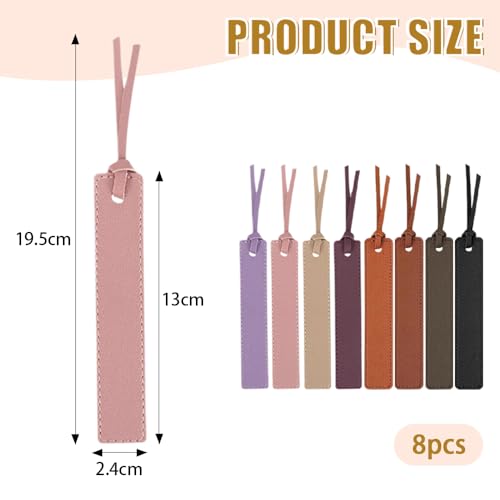 8 stuks lederen bladwijzers Bladwijzers met leren touw Paginamarkeringen Gepersonaliseerde bladwijzers Eenvoudige elegante boekmarkeringen Lederen bladwijzers voor mannen Vrouwen Boek