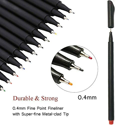 Fineliner Kleurpotloden set 0.4mm Fine Line Sketch Tekenstiften Diverse Kleuren, Fineliners Gekleurde Pennen voor Bullet Journal Planner Kleurplaten Kunst Projecten 3