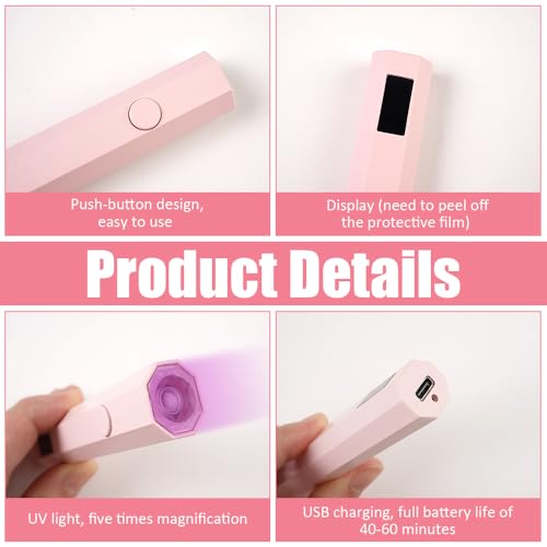 UV-lamp voor Gel Nails Mini 20/60S Mini UV Lamp voor Gel Nails Reizen UV-lamp voor spijkers oplaadbaar met stand voor Gel Nail Polish Nail Lijm Nail Tips 3