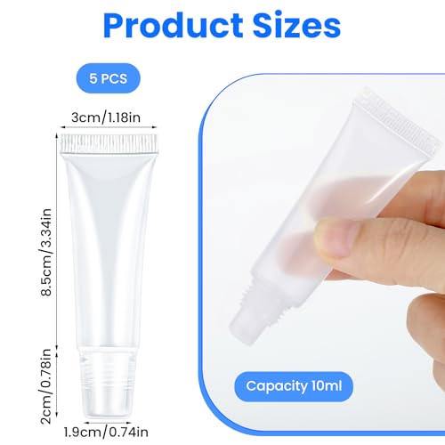 Lege Tubes Lip Gloss Tubes 5 Pack Transparant Lege navulbare plastic zachte verpakking Tubes fles Mini Cosmetic Holder voor Cosmetics Make-up reizen Toiletartikelen Transparant, transparant, modern