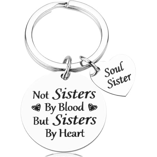 Vriendschap Cadeaus voor Meisjes en Vrouwen Niet Zuster Door Bloed, Maar Zuster Door Hart Vriendschap Sleutelhanger, Cadeau voor Beste Vriend, Vrouwen, Tieners, Verjaardag Cadeau, Zilver, M, zilver