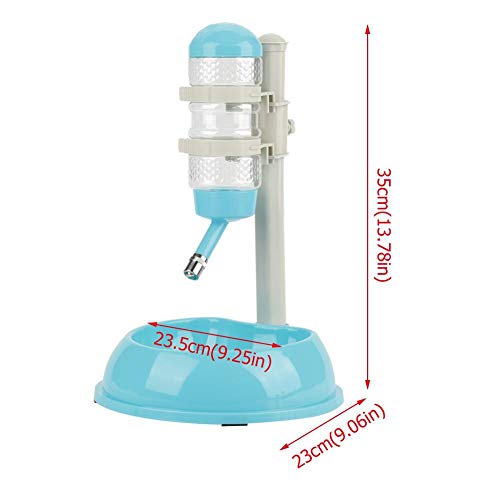 2-in-1 Pet Waterfles, Honden, Katten, Konijnen, Afneembare Hoogte, 500 ml, Blauw 4
