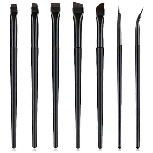 7 stuks Eyeliner borstel Set, Professionele Fijne wenkbrauw Concealer Brush, Platte en fijne Angled Eyeliner Brush, Oblique wenkbrauwen, Eyeliner borstel Set, Cosmetisch, Cosmetisch