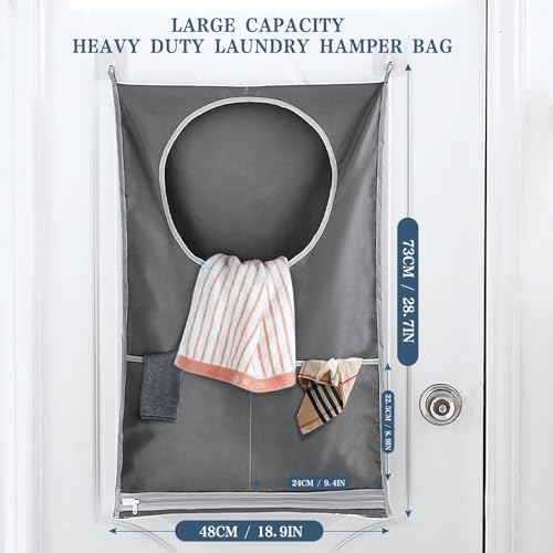 Waszak voor deur, wasserij verzamelaar, hangend wasmandje, zak, waszak met 2 stuks Zuighaken en 2 stuks roestvrij stalen deurhaken