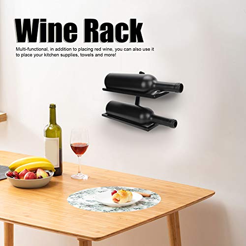 Wandwijnrek, metaal Wine Bottle Rack Design Wall Wine Rack voor Keuken, Living Room, Bar Restaurant, 2/4 flessen, zwart (2 flessen Black Angled Wine Rack met 2 flessen zwart)