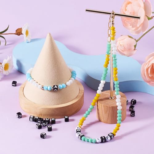 500 st Kubus brief kralen voor het maken van armbanden Alfabet Clinker acryl kralen 6mm zwart A E I O U kralen Bulk voor telefoon Lanyard sleutelhanger sieraden ketting accessoire