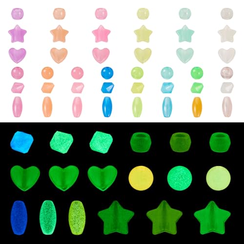 500 stuks verschillende lichtgevende acryl kralen hart Oval diamanten kralen glow in de donkere barrel ronde lose spacer kralen voor DIY Sieraden maken 3