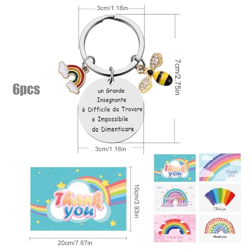 Meester Keychain, 6 stuks, Roestvrij staal Dank u Meester voor leraar, Professor Coach, Dank u Card Gift, Zilver, One Size, zilver, One size 5