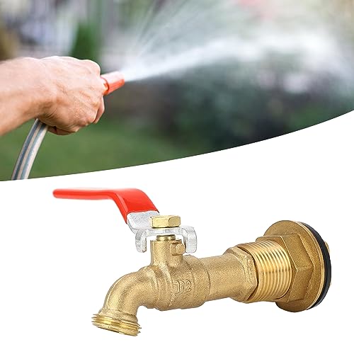 Brass Barrel Faucet, Rain Barrel Faucet 1/2 Inch Quarter Turn Brass Valve Faucet met Bulkhead voor Water Tanks Pools, Balven