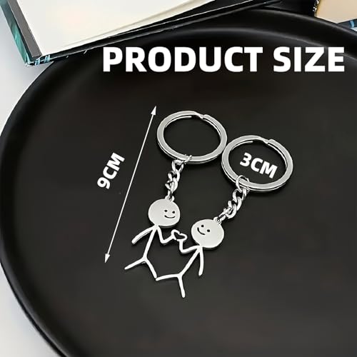 2 stuks paar sleutelhangers, metalen paar sleutelhangers, leuke leuke leuke hartvinger paar sleutelhanger, partner decoraties voor tassen, sleutels, decoratie, zilver, NO, siliver