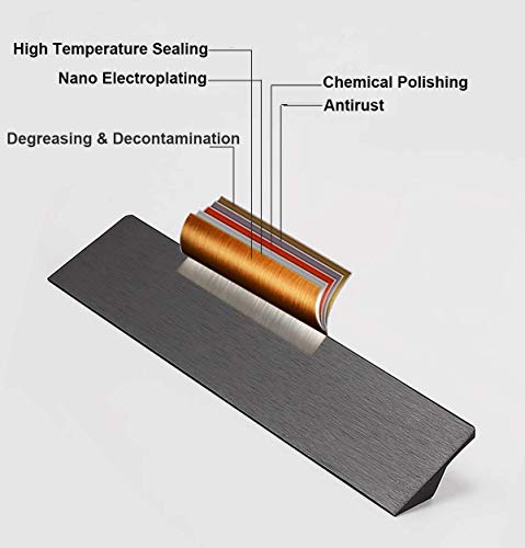 2 handgrepen voor Cupboards, Laden, Meubilair Laden Handvat, Aluminium Legering, Gat Spacing 64mm, Schroeven inbegrepen, Zwart 5