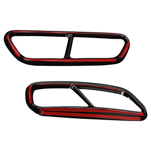 Uitlaat Tip Cover, Automobiel Uitlaatpijpen, Auto Quad Uitlaat Tip Trim Roestvrij staal Glans Zwart Vervanging voor C7 2016-2018 5