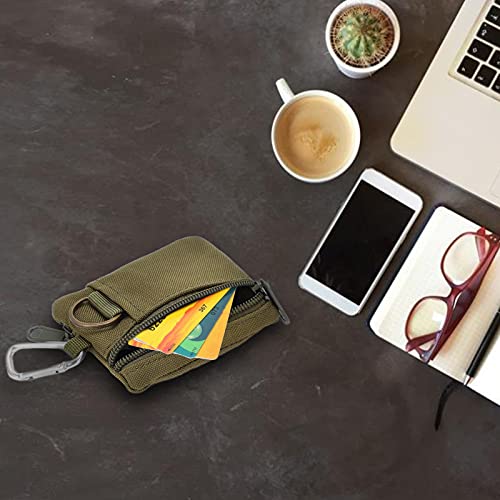 Molle Pouch Klein, Buiten Holster Militair Molle Wallet, Mini Draagbaar Key Card Case EDC Pouch Bag Portemonnee met Carabiner (Vegetabel) 4