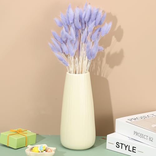 15,7 Inch Bunny staarten gedroogde bloemen, 80 stuks Pampas Grass decoratie Konijn staart Natuurlijke Pampas Gras Losse Fluffy gedroogde Pampas gras, paars 4