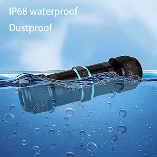 IP68-connector, waterdicht IP68, 2-weg/3-wegkoppeling, externe stopcontactkoppeling, kabelaansluiting voor kabel Ø3 mm - 6 mm (3 stuks) 5