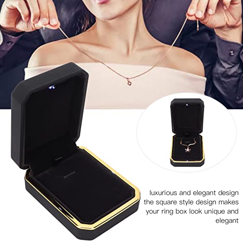 Luxe hanger doos met LED-licht, sieraden Organisator opslag geval houder ketting armband ringen Hanger Display opslag geval voor bruiloft voorstel Verloving Valentijnsdag Favors verjaardagen (zwart)