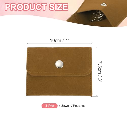 4x7.5cm sieradentas, 4 stuks fluwelen zakjes met drukknop draagbare opslagzak voor oorbellen, armbanden, ketting, ringen, horloge, geel