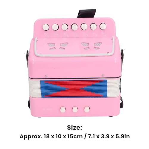 7 Button Accordeon voor kinderen, riem gesp ontwerp, ABS materiaal, beginners knoop accordeon met gids en lied set (PINK)