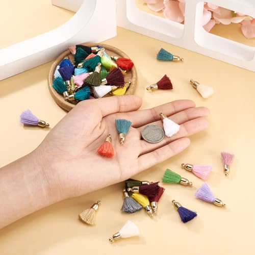 50 st. Mini Tassel Pedants 25 Kleuren Katoen Tassel Hangers met Plastic Zoek kleurrijke Tassel Hangers voor DIY oorbellen Ketting Gordijn Decoratie Sleutelhangers 5