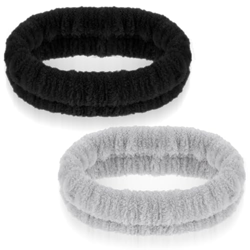 2 Pack Hairband Cosmetics, Cosmetic Headband voor Make-up en Wash, Elastische Spa Headbands Haarbanden, Absorberende Make-up Verwijdering Haarband Douche Huidverzorging Make-up Sport