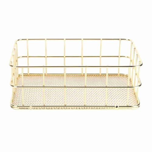 Wire Mesh Mand, Golden Iron Storage Mand Multifunctioneel Wire Mesh Desktop Storage Organizer voor Home(Klein)