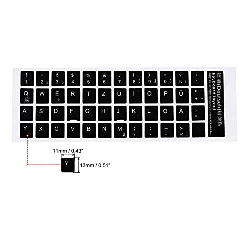 4 Pack Duitse toetsenbord Stickers, Universele Keyboard Vervanging Hoes Glad voor laptop Bureau Computer Zwarte achtergrond Witte Inscriptie