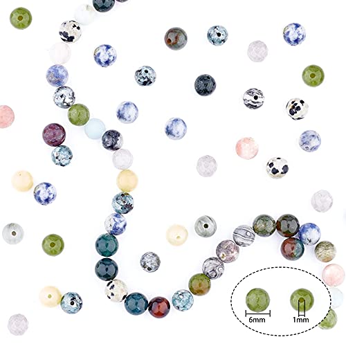 Ongeveer 750 st Natuurlijke Edelstenen Kralen, 6mm Natuurlijke Losse Kralen Energie Stenen Kralen voor DIY Sieraden maken 3