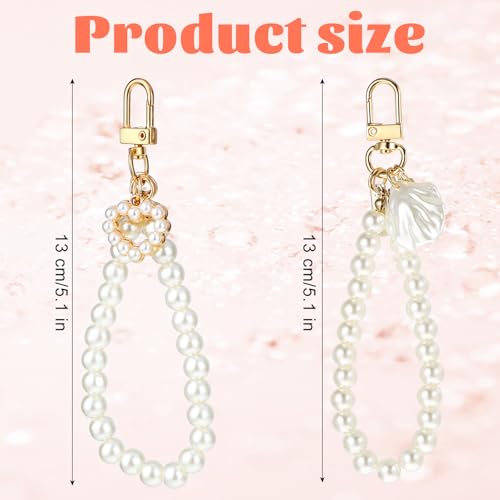 Pearl Keychain polsband goud imitatie parel sleutelhanger vrouwen schattige portemonnee bedeltjes hanger liefde hart girly rugzak sleutelhanger accessoire cadeau voor autosleutels