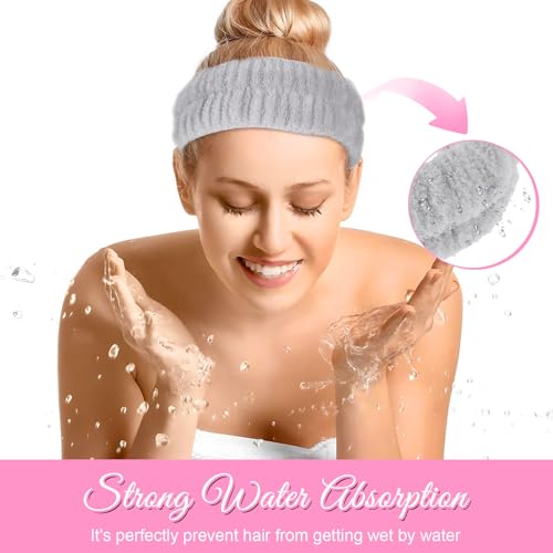2 Pack Hairband Cosmetics, Cosmetic Headband voor Make-up en Wash, Elastische Spa Headbands Haarbanden, Absorberende Make-up Verwijdering Haarband Douche Huidverzorging Make-up Sport