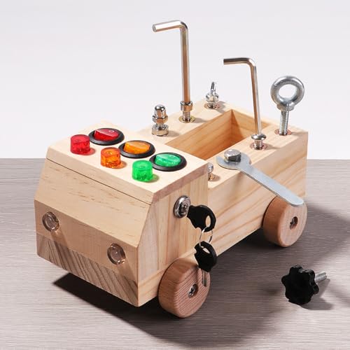 Montessori Schroevendraaierbord voor peuters - Educational Busy Board Speelgoed voor leeftijden 1-3 jaar - Motor Skills Development, Houten Activiteiten Board, Perfect voor 3