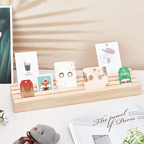 Natural Wood Display Stand - 4 Slots sieraden oorbellen houder, kaarthouder, Organisator en Retail Display voor verkoop - 7.7×31cm 5